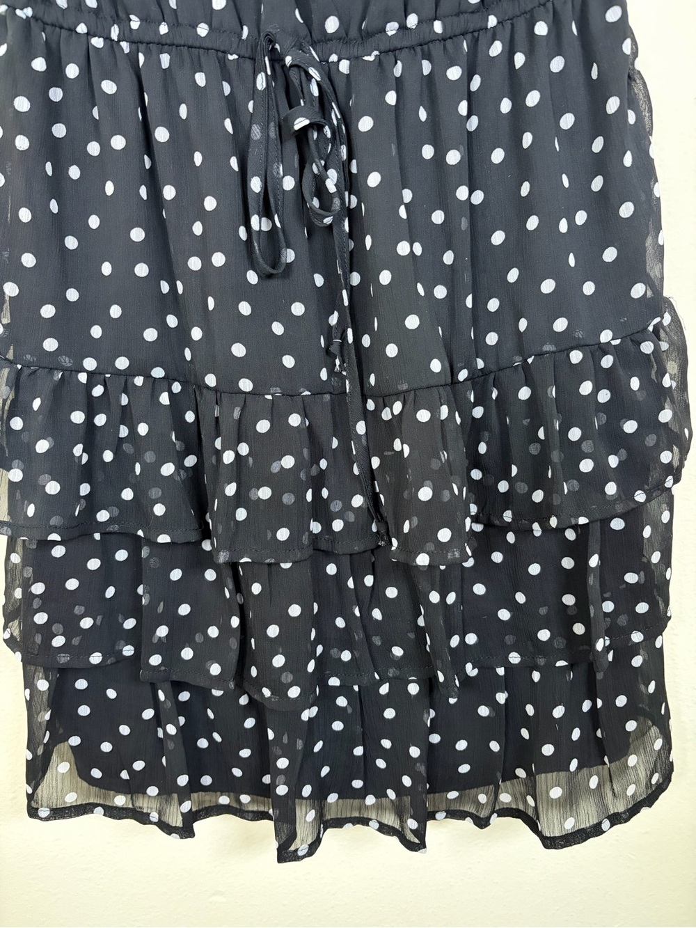BeBop Small Black White Polka Dot Ruffle Mini Dress Sleeveless - Picture 3 of 12